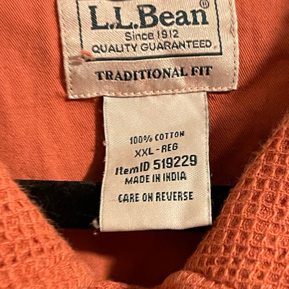 L.L. Bean Men's Short-Sleeve Waffle Knit Button-Down — Rust - Picture 3 of 5